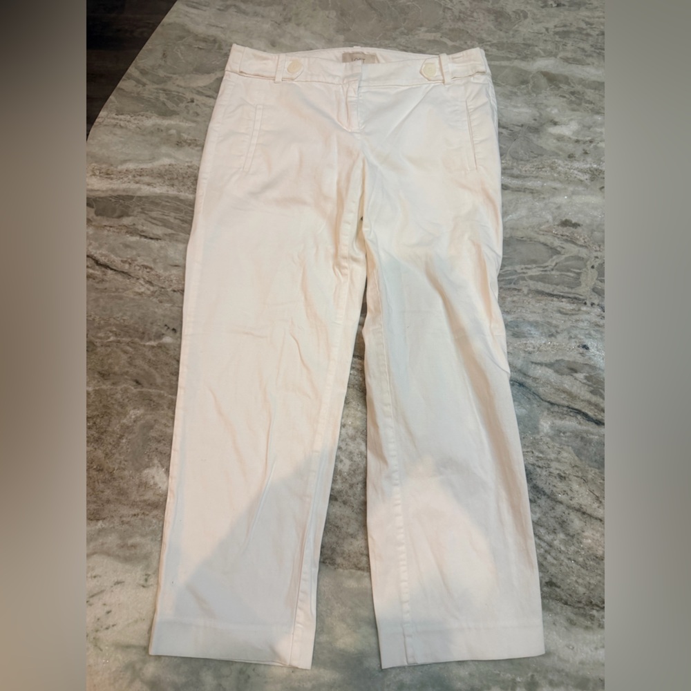 LOFT White Cropped Ankle Pants Womens Size 0 Career Office Stretch Pants